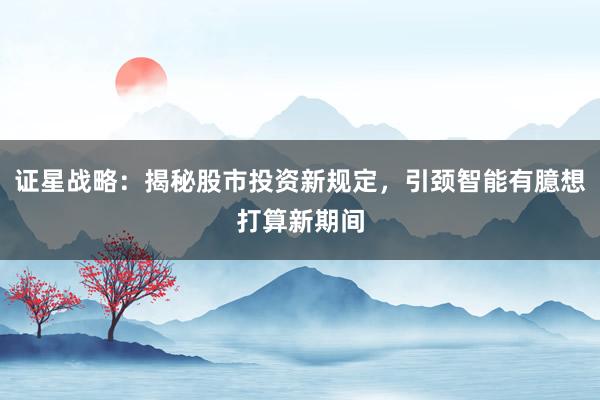 证星战略：揭秘股市投资新规定，引颈智能有臆想打算新期间