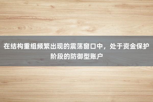 在结构重组频繁出现的震荡窗口中，处于资金保护阶段的防御型账户