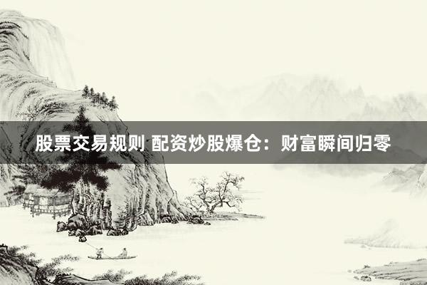 股票交易规则 配资炒股爆仓：财富瞬间归零